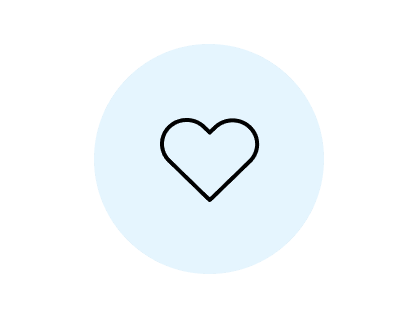 Icon of a black heart on a light blue background