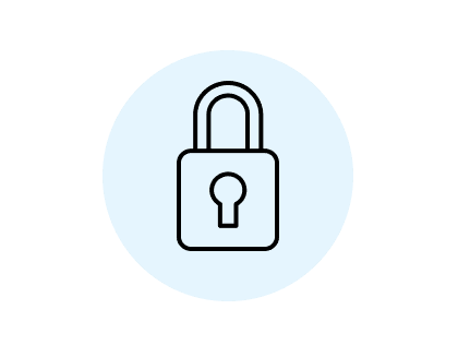 Icon of a black outline of a lock on a light blue background