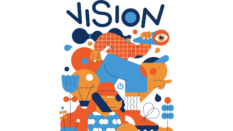 Illustrated visual from The Trade Desk's values with the word "Vision" at the top